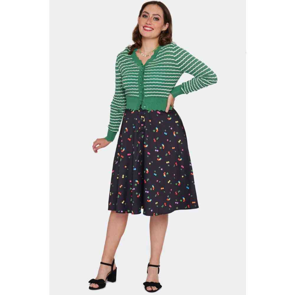Voodoo Vixen - Scallop Patterned Cardigan - Groen